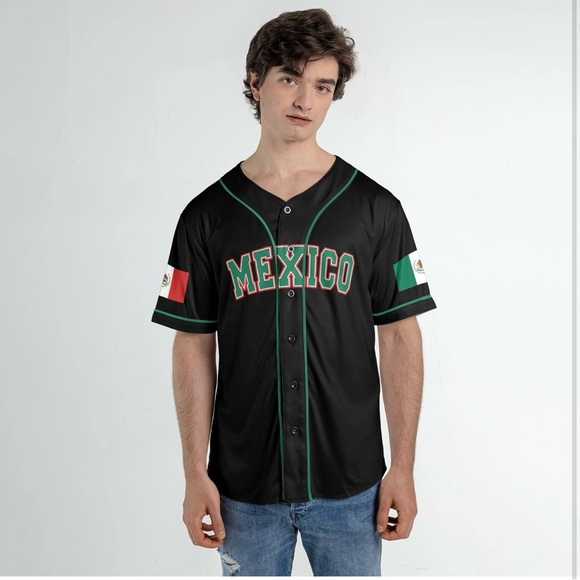 Black Mexico Baseball Jersey - Picture 2 of 5